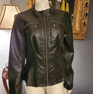 New York & Company Black PU fitted Jacket